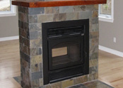 Central slate fireplace